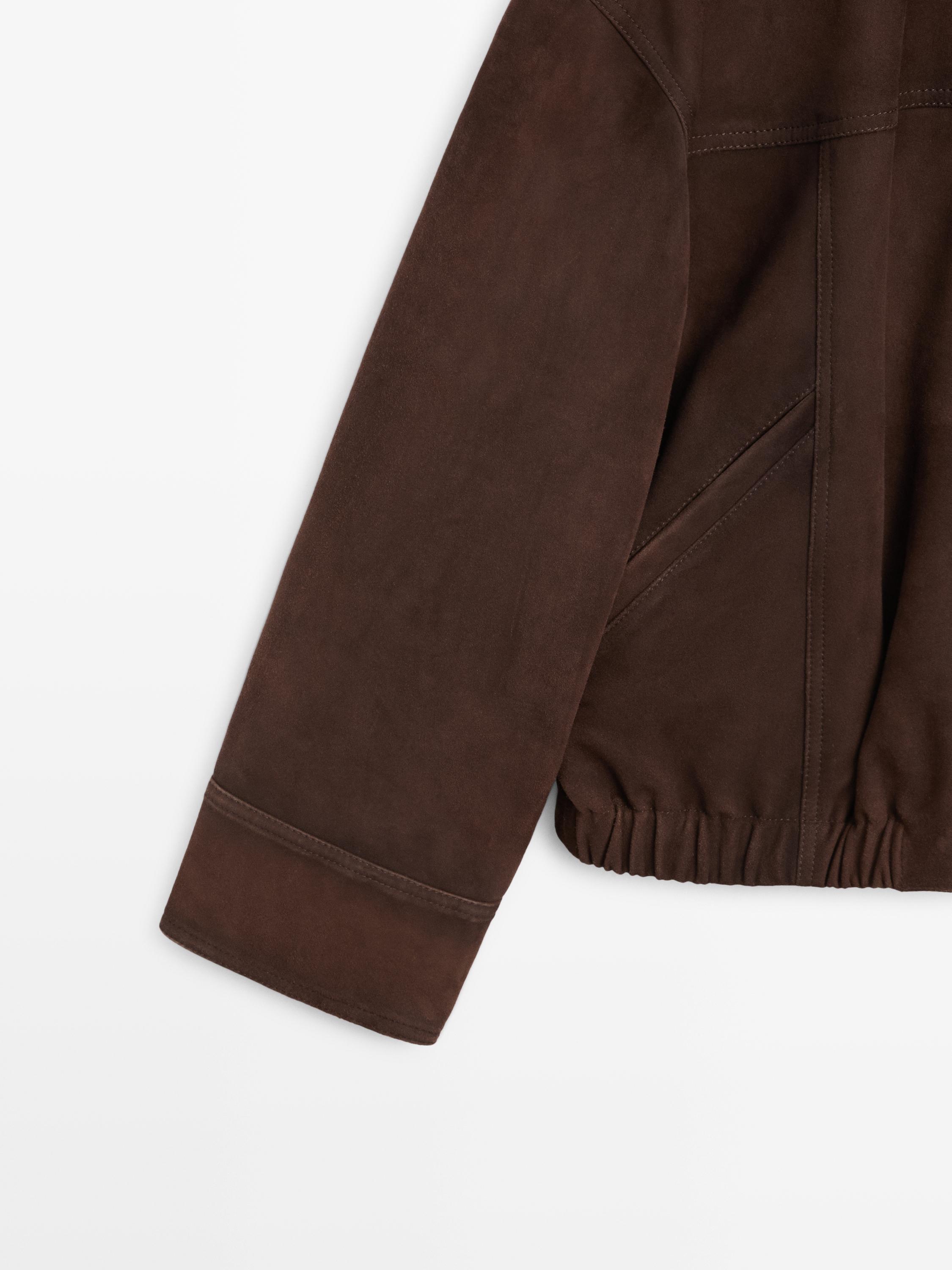 Suede leather bomber jacket